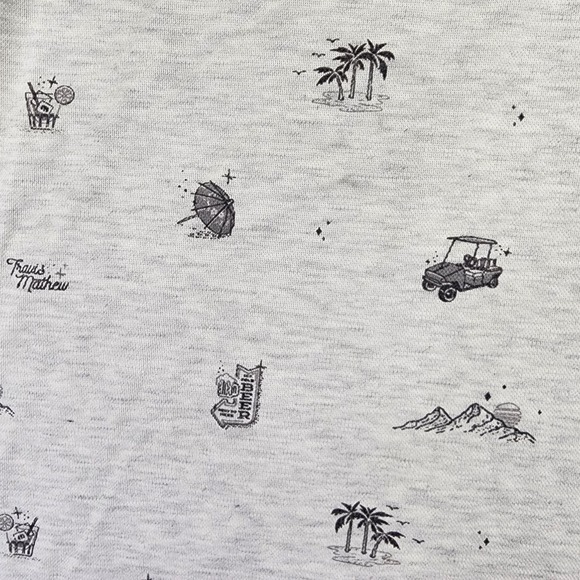 Travis Mathew Polo Mens M Shirt Tropical Golf‎ Cart Beer Cocktail All Over Print - Picture 5 of 8